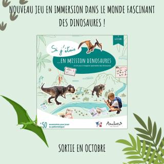 🦖 Nouveauté chez Amulette ! En octobre, partez en mission dinosaures avec Si J’étais en Mission Dinosaures ! Un kit ludique et éducatif où les enfants deviennent de vrais paléontologues : observer, enquêter, identifier… sur les traces des T-Rex ou vélociraptors ! 👀🦕 Entre analyse de fossiles, recrutement de stagiaires et conférence sur la disparition des dinosaures, l’aventure est totale ! #amulette #jeuximitation #madeinfrance #jeuxenfants #éveil #imagination #jeupédagogique #imitation #apprentissageludique #kids #sijétaisenmissiondinosaures #dinosaures #jeudinosaures